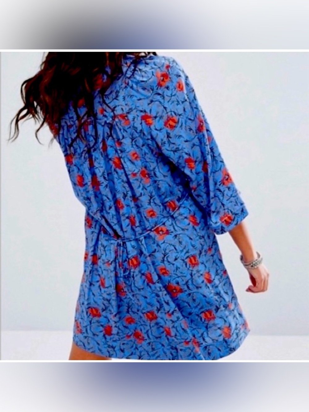 Free People Tallulah Tunic Dress- Blue Floral - Picture 2 of 10